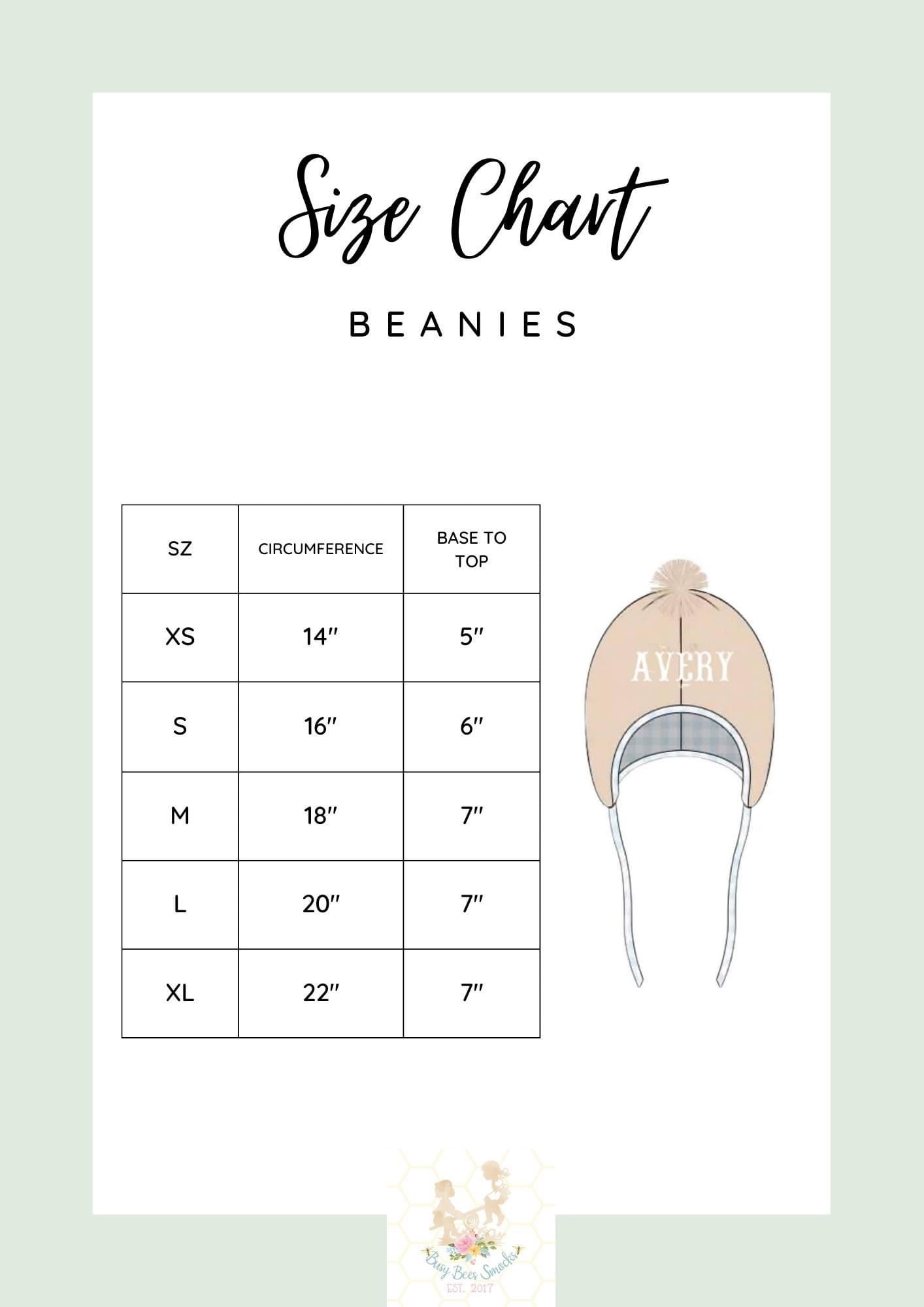 Beanie Size Chart – Busy Bee Smocks!