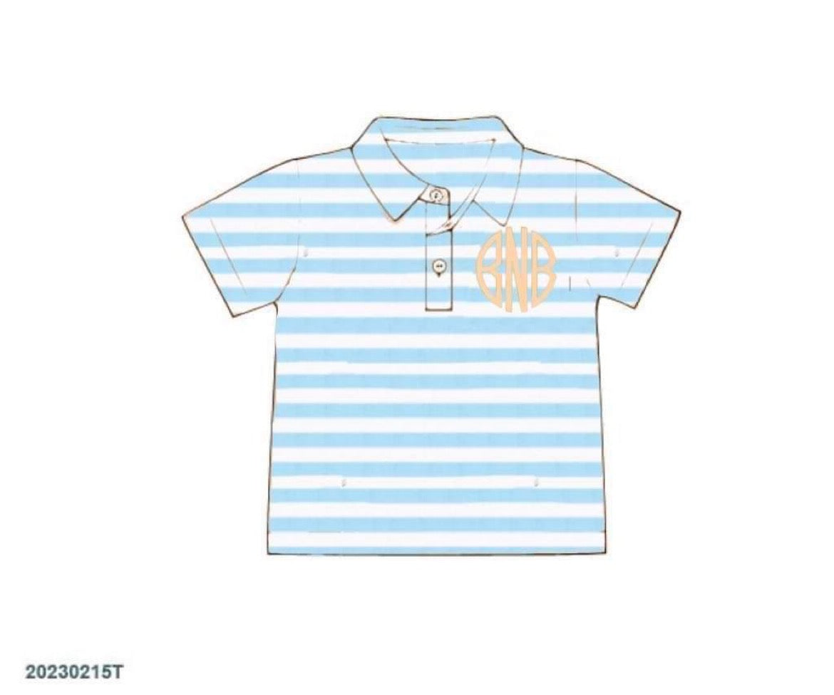 RTS: Bright Summer Knit Collection- Peach & Blue- Boys Knit Polo