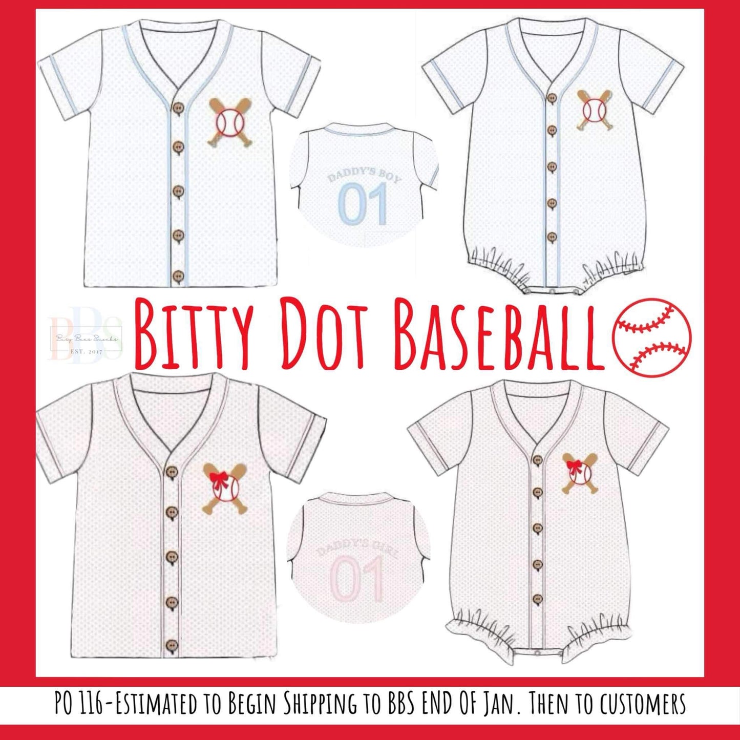 Pre Order 116: Bitty Dot Baseball- Unisex Pink Dot Jersey Bubble