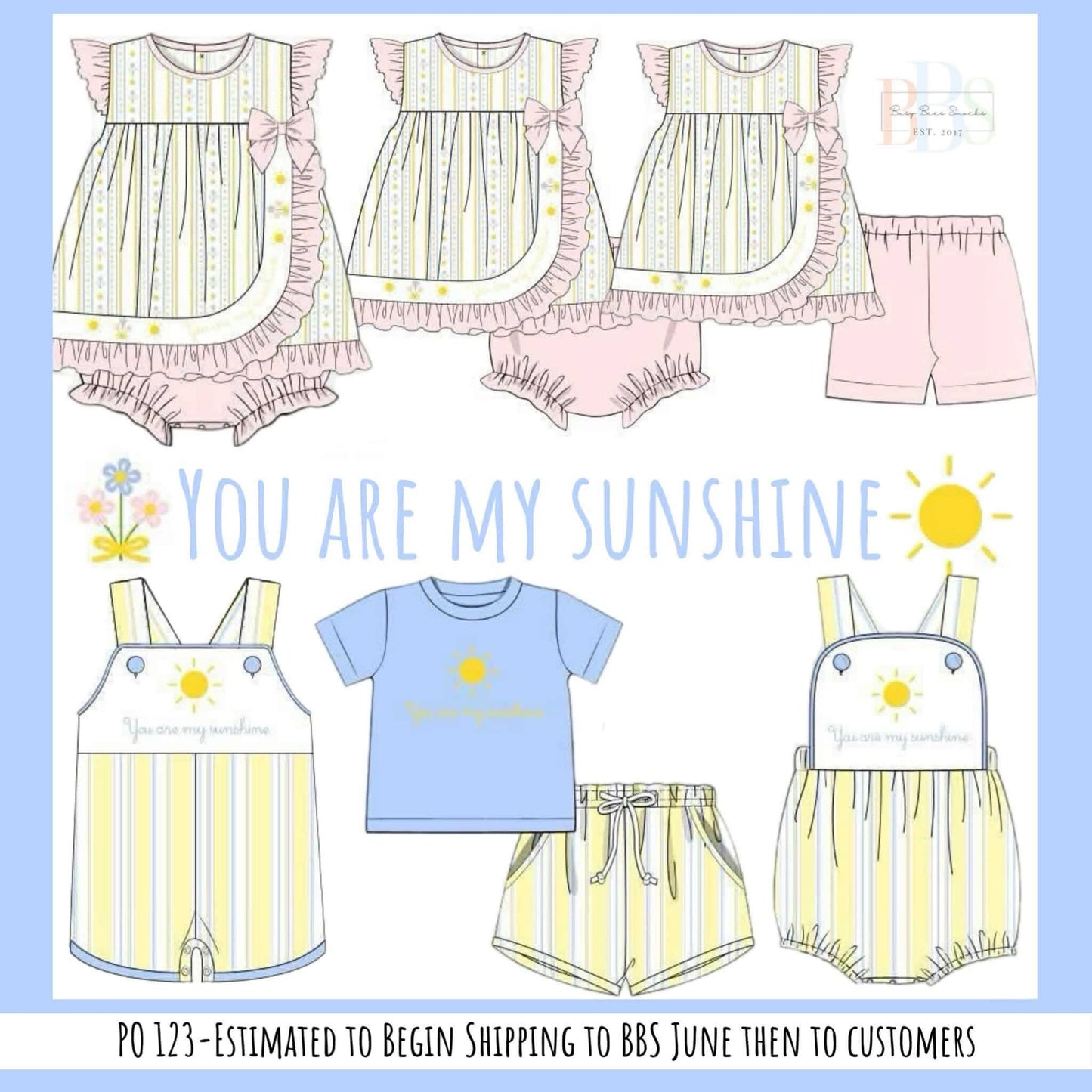 Pre Order 123: You Are My Sunshine- Boys Knit Shortall