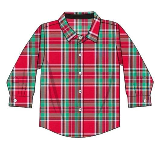 RTS: Holiday Party Plaid- Dad & Mini Woven Button Up Shirt