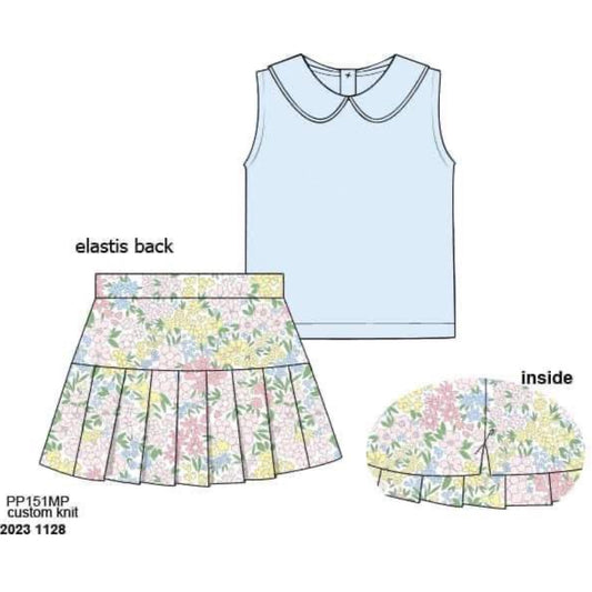 RTS: Layna's Floral & Gingham- Girls Knit Skort Set (No Monogram)