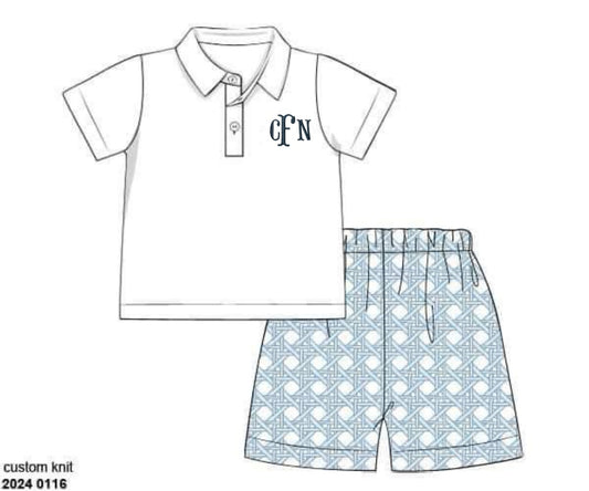 RTS: Cambridge Cane- Boys Knit Short Set “CFN”