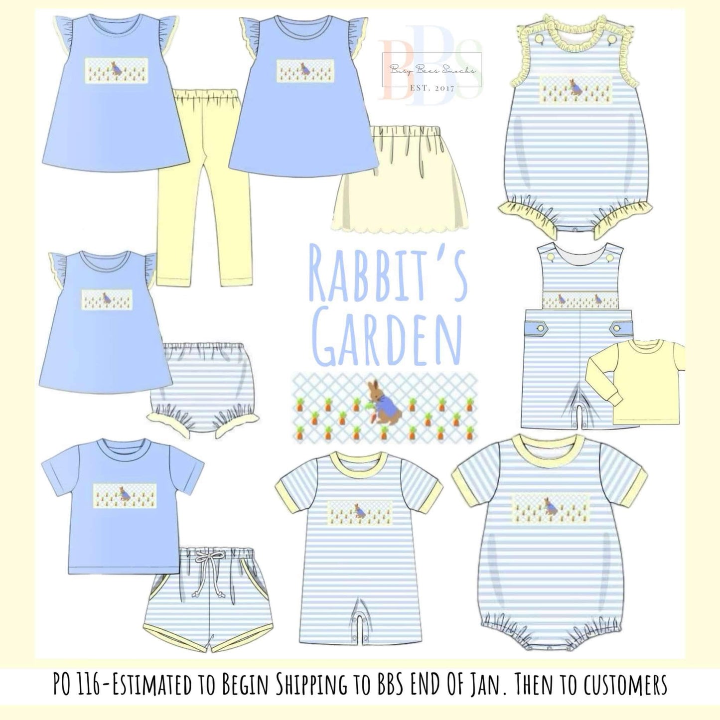 Pre Order 116: Rabbit's Garden- Boys Knit Shortie Set