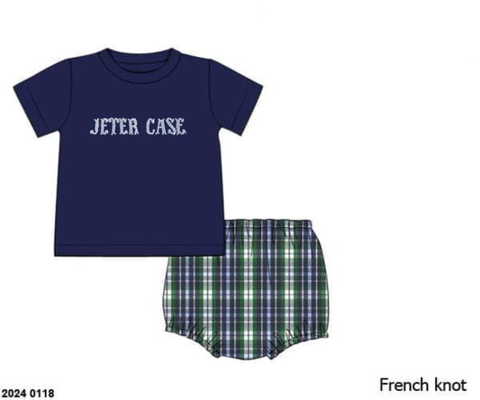 RTS: Properly Plaid- Boys French Knot Diaper Set “Jeter Case”