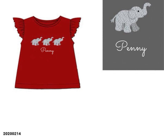 RTS: 18 & Counting- Girls French Knot Elephants Knit Shirt “Penny”