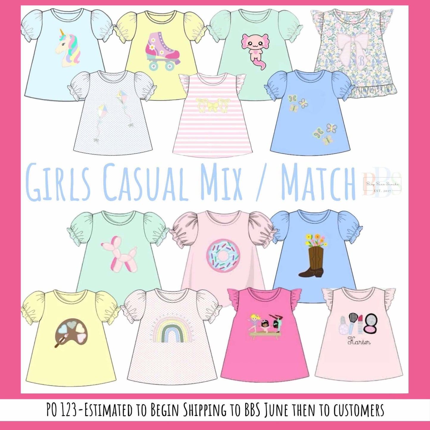 Pre Order 123: Girls Casual Mix & Match- Knit Unicorn Shirt