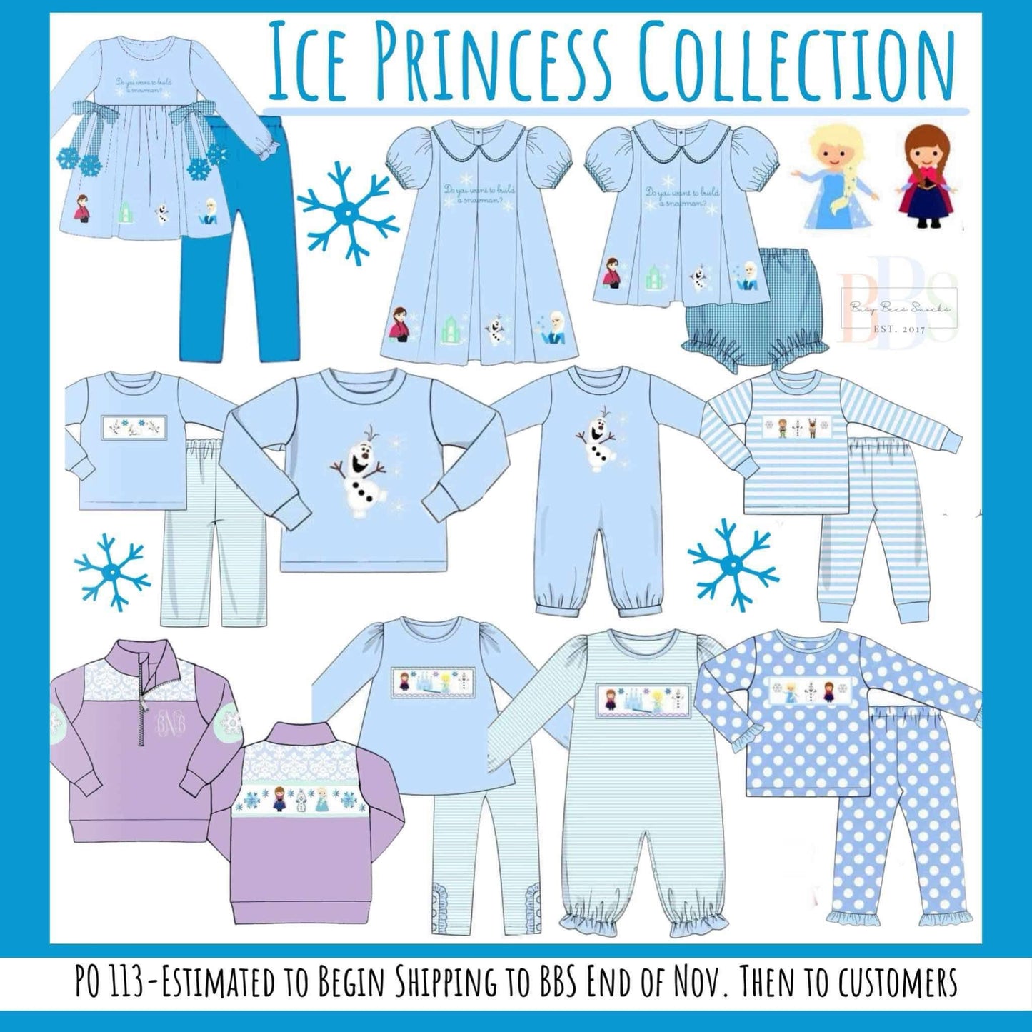 RTS: Ice Queen- Girls Embroidered Woven Diaper Set