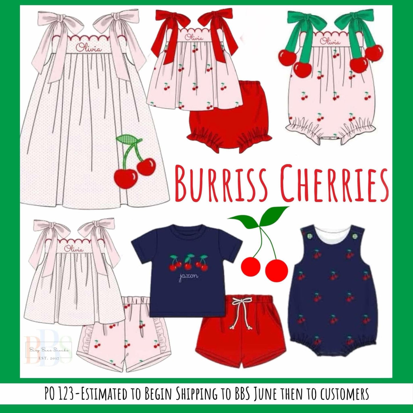 Pre Order 123: Burriss Cherries- Girls Knit Bloomer Set