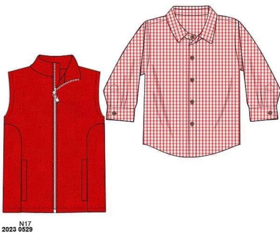 RTS: Kira’s Red Christmas- Boys/Dad Vest Set (No Monogram)