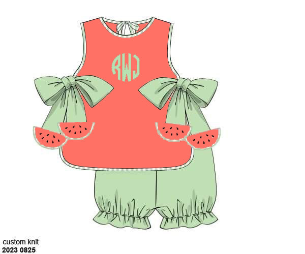 RTS: Kira’s Watermelon- Girls Knit Bubble Short Set “RWJ”