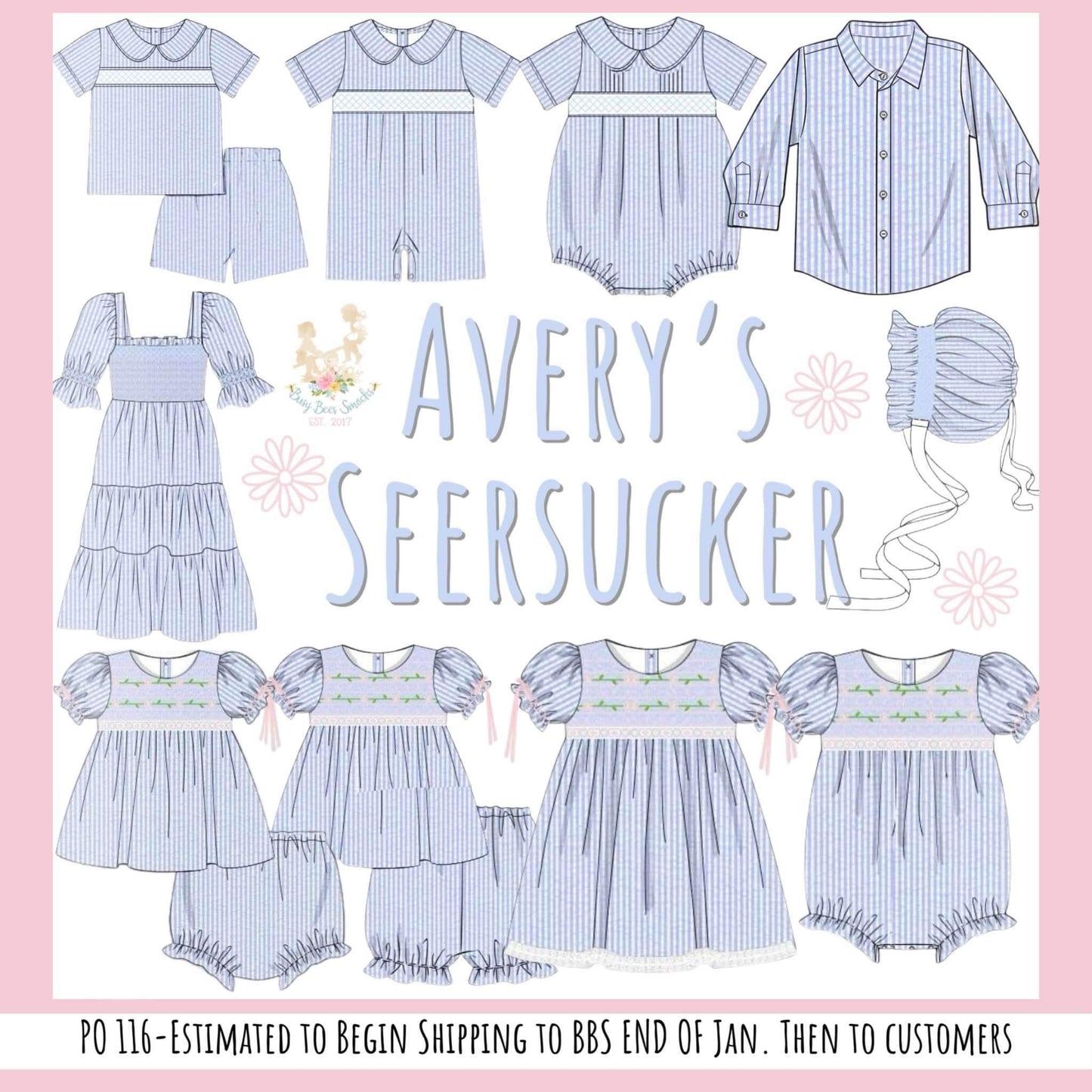 Pre Order 116: Avery's Seersucker- Boy Short Set