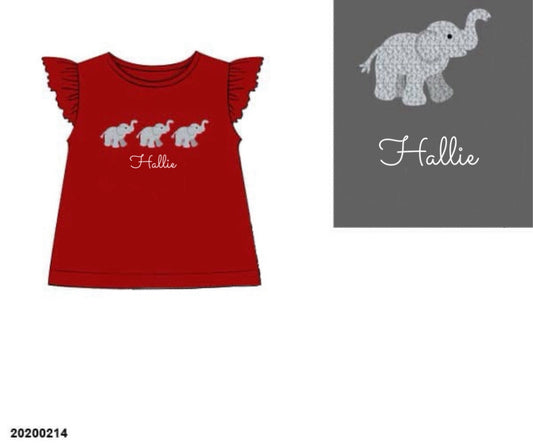 RTS: 18 & Counting- Girls French Knot Elephants Knit Shirt “Hallie”