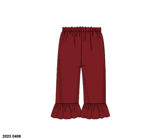 RTS: Crimson- Girls Knit Bottoms- Ruffle Pants