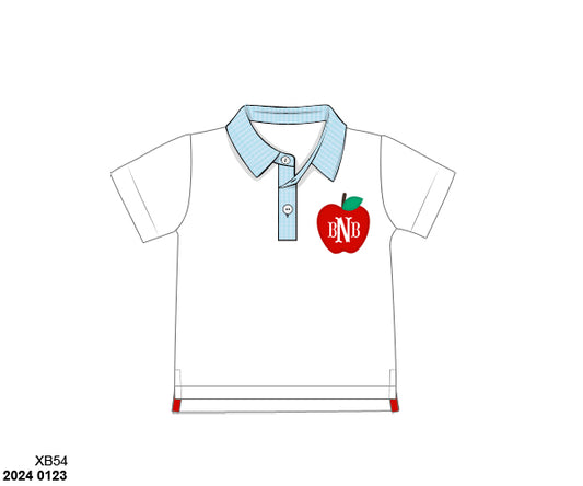 Pre Order 123: A is for Apple- Boys Knit Polo Shirt