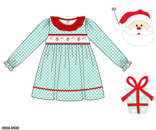 RTS: Christmas Presents & Santa- Girls Woven Dress