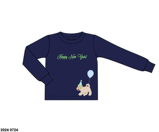 RTS: New Years!- Boys Dog & Balloon Knit Shirt