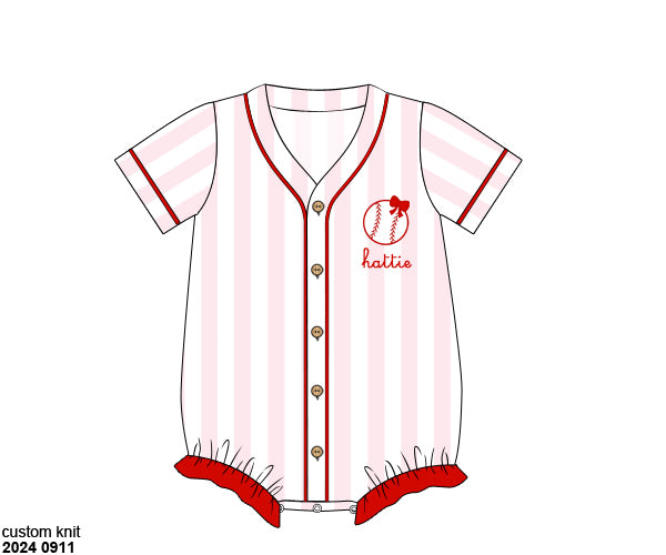 Pre Order 116: Play Ball!- Unisex Pink Stripe Jersey Bubble