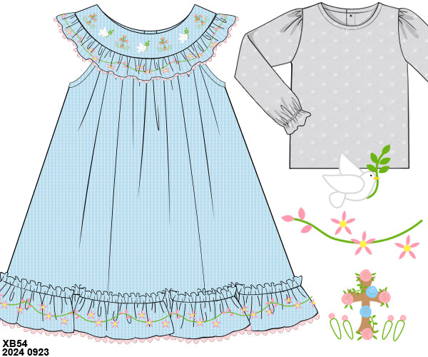 RTS: Matthew 3:16- Girls Woven Smocked Dress