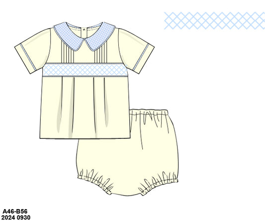 Pre Order 116: Sellers Classic Yellow- Boys Smocked Woven Diaper Set