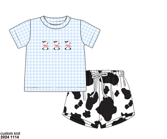 Pre Order 122: Cowhide- Boys French Knot Shortie Set