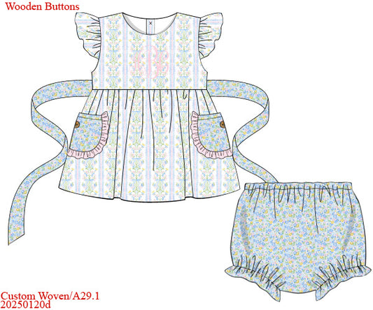 Pre Order 122: Matilda Floral & Plaid- Girls Woven Bloomer Set