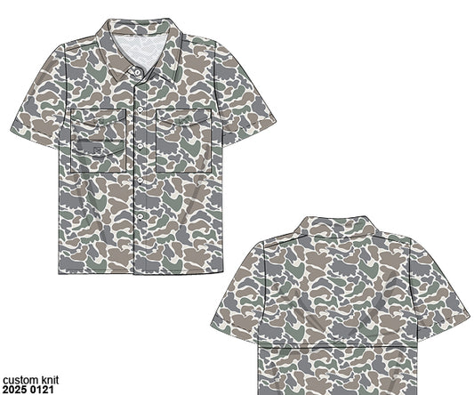 Pre Order 122: Causey Camo- Dad/Mini Knit Button Up Shirt