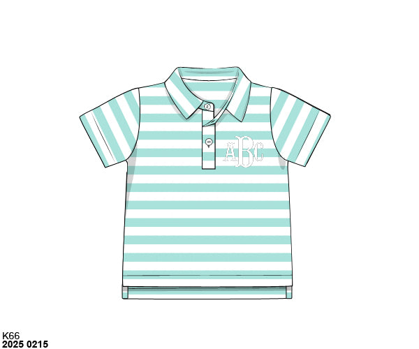 Pre Order 123: Boys Formal Mix & Match- Knit Mint Stripe Polo