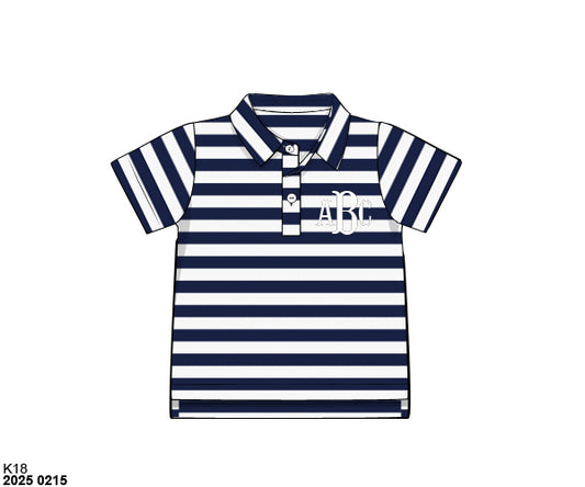 Pre Order 123: Boys Formal Mix & Match- Knit Navy Stripe Polo