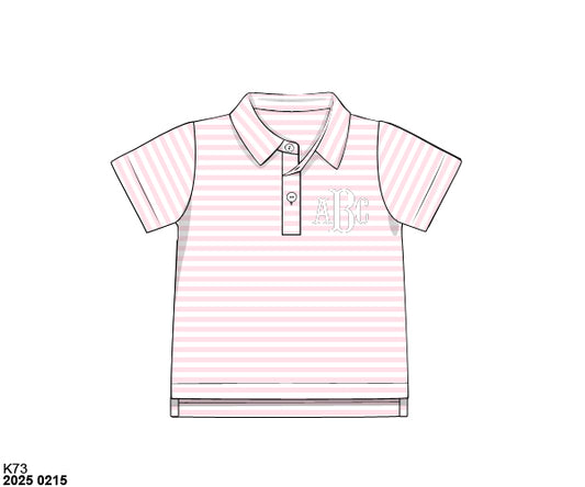 Pre Order 123: Boys Formal Mix & Match- Knit Pink Stripe Polo