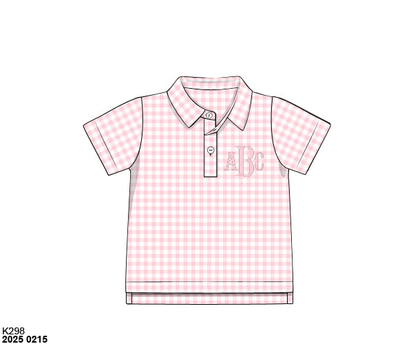 Pre Order 123: Boys Formal Mix & Match- Knit Pink Gingham Polo