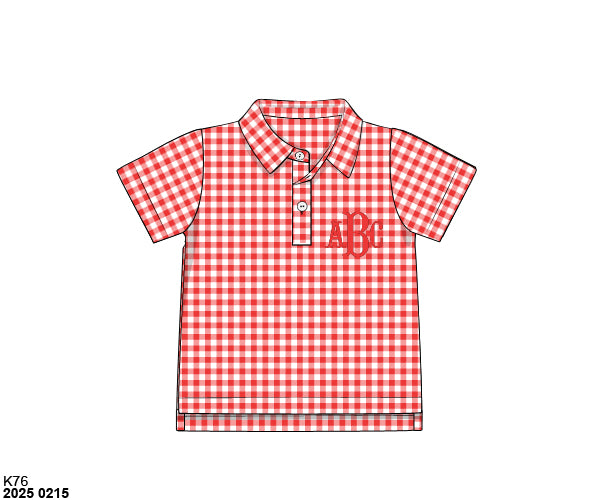 Pre Order 123: Boys Formal Mix & Match- Knit Red Gingham Polo