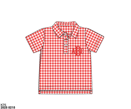 Pre Order 123: Boys Formal Mix & Match- Knit Red Gingham Polo