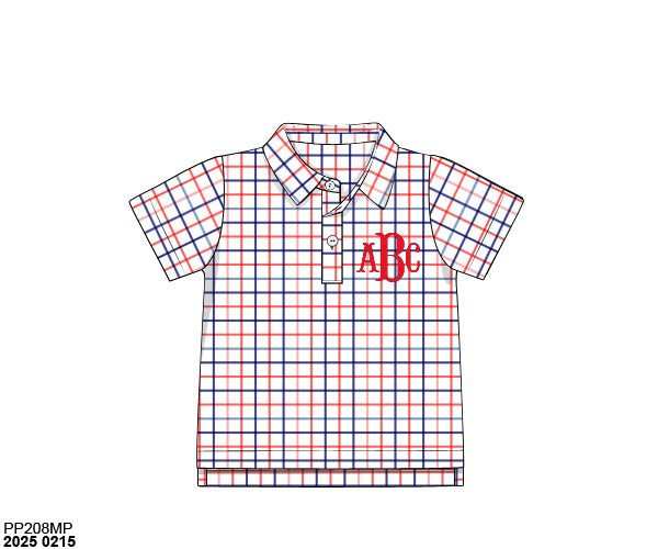 Pre Order 123: Boys Formal Mix & Match- Knit RWB Windowpane Polo