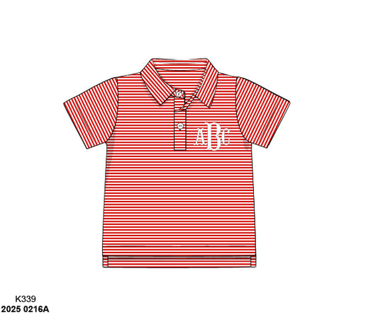 Pre Order 123: Boys Formal Mix & Match- Knit Red Stripe Polo