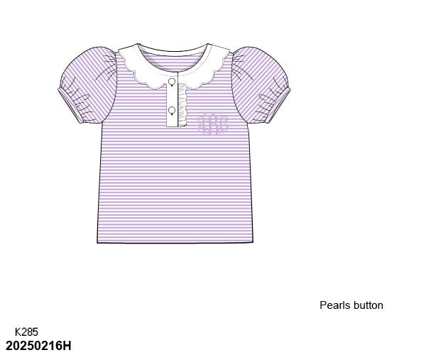 Pre Order 123: Girls Formal Mix & Match- Knit Lavender Stripe Shirt