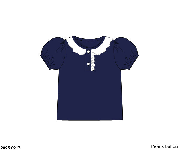 Pre Order 123: Girls Formal Mix & Match- Knit Navy Shirt