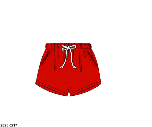 Pre Order 123: Boys Knit Bottoms- Red Shorties