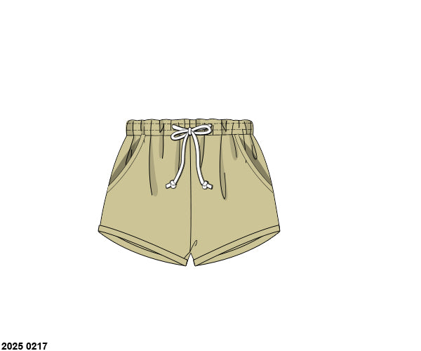 Pre Order 123: Boys Knit Bottoms- Khaki Shorties