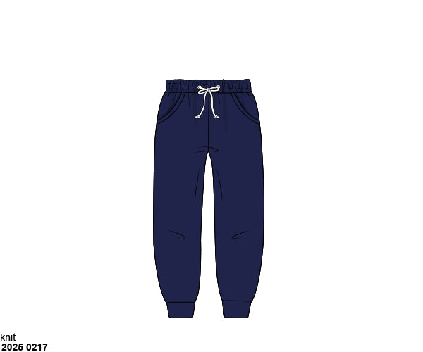 Pre Order 123: Boys Knit Bottoms- Navy Joggers