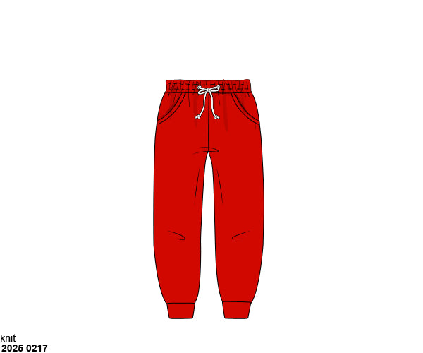 Pre Order 123: Boys Knit Bottoms- Red Joggers