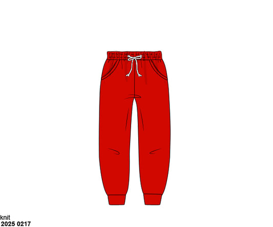 Pre Order 123: Boys Knit Bottoms- Red Joggers