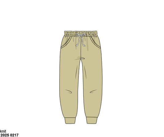 Pre Order 123: Boys Knit Bottoms- Khaki Joggers