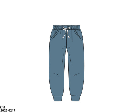 Pre Order 123: Boys Knit Bottoms- Blue Stone Joggers