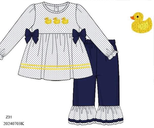 RTS: Deacon's Duckies- Girls Knit Pant Set