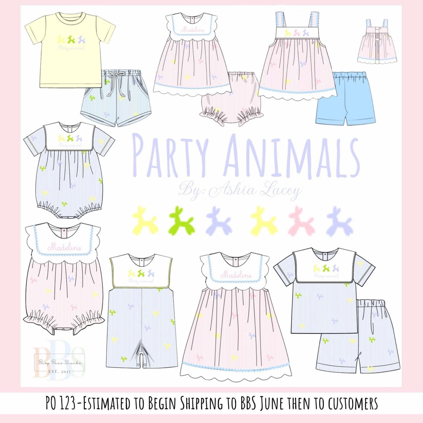 Pre Order 123: Party Animals- Girls Woven Bloomer Set