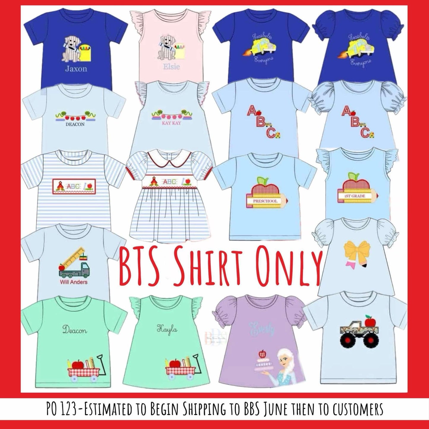 Pre Order 123: BTS Knit Shirt Only- Boys Smocked School House