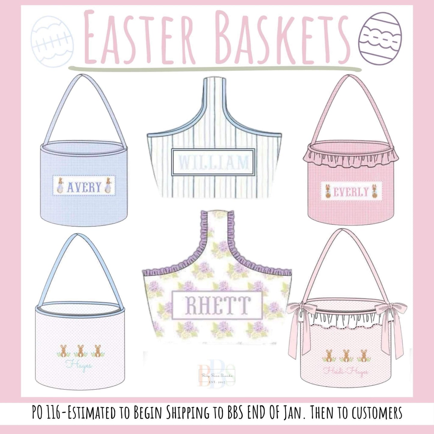 Pre Order 116: Easter Baskets- Hydrangea Name Smock