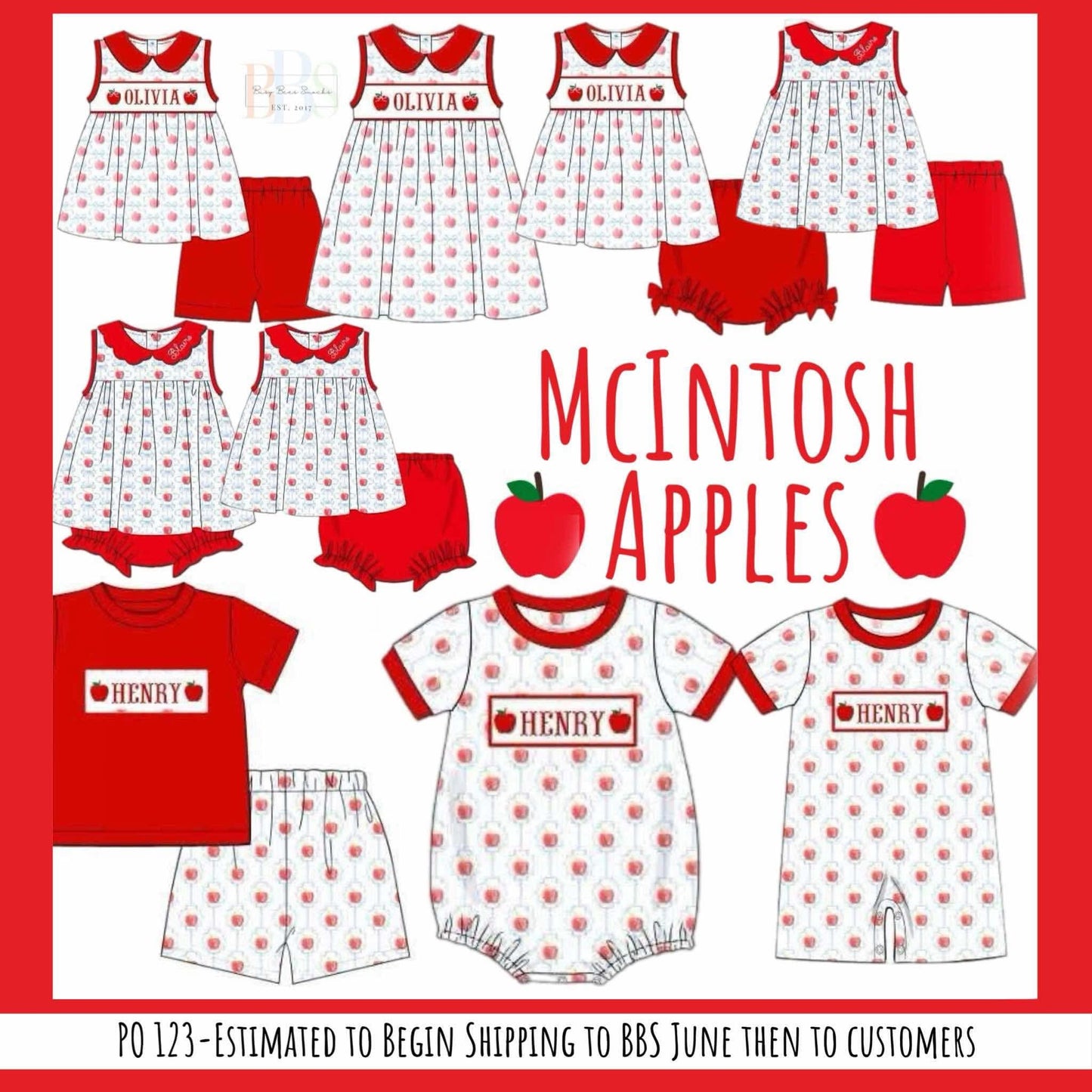 Pre Order 123: McIntosh Apples- Girls Knit Biker Short Set