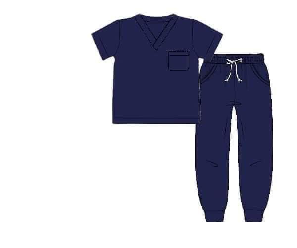 RTS: Grey Sloan Memorial- Navy Knit Jogger Scrubs